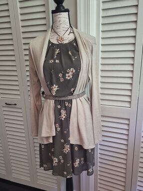 Dark Olive Floral Halter Dress